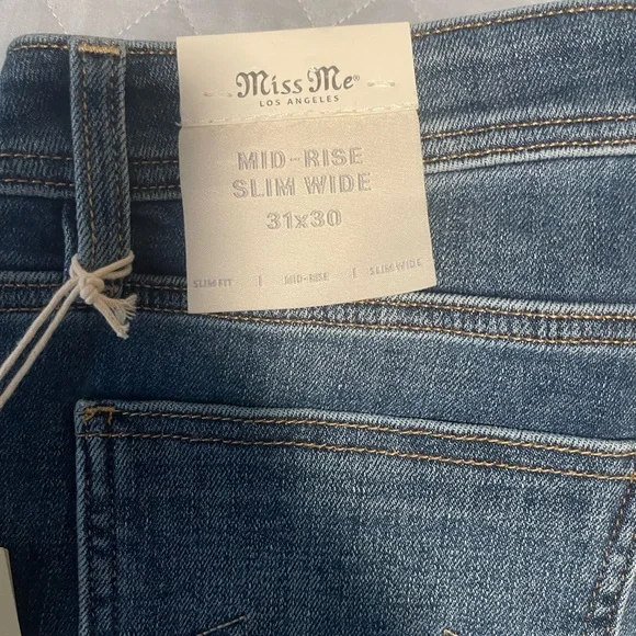 Miss Me Blue Straight Leg Jeans with Embroidered Fleur-de-Lis - Picture 7 of 13